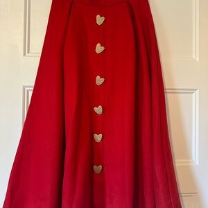 Chicwish Red A-Line Skirt with Heart Buttons